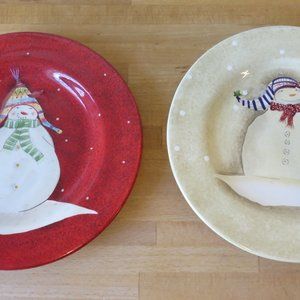 Snowmates by Debbie Taylor Kerman 2 Christmas plates from Sakura
